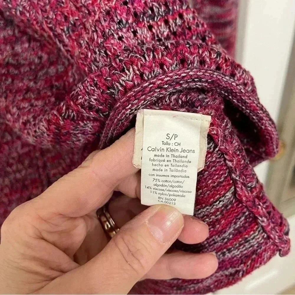 Calvin Klein Jeans Pink Marled Sweater Long Sleeve Women's Size Small - Picture 9 of 11